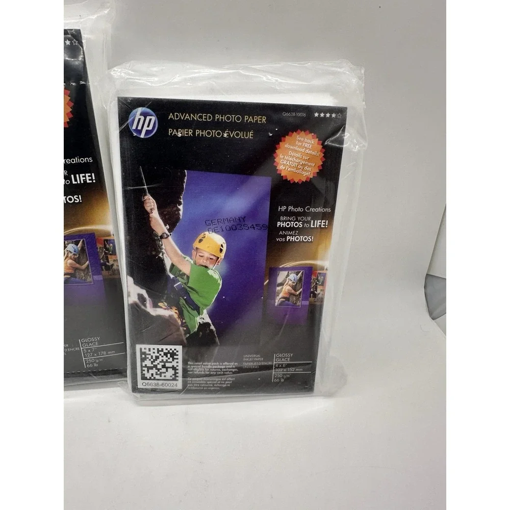HP Advanced Photo Paper Glossy Lot of 2 Sealed 4x6 & 5x7‎